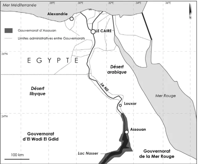 Figure 1 - Carte de localisation du gouvernorat d'Assouan. 