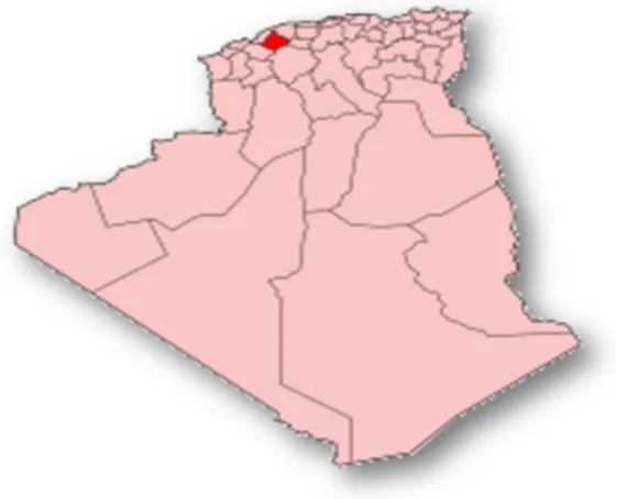 Figure 3.1 : L'emplacement de la Wilaya de Relizane. 