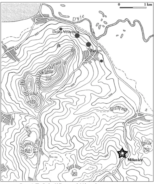 Figure 2: The Pavlov Hills area with Milovice location