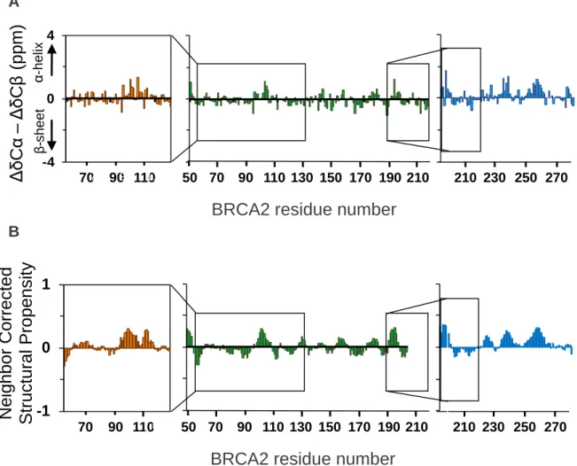 Figure  4.  Analysis  of  the  secondary  propensity  BRCA2 53-131  (orange),  BRCA2   48-218(C4A)