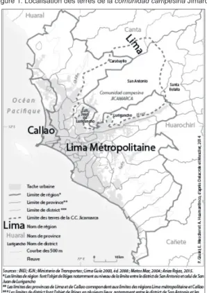 Figure 1. Localisation des terres de la comunidad campesina Jimarca