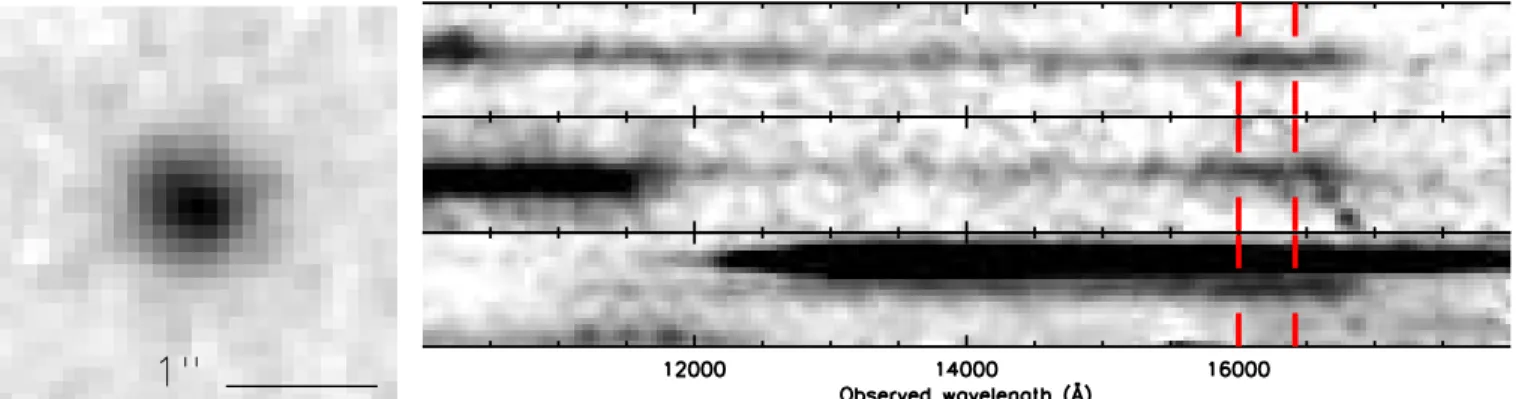 Figure 1. Left: 2.  6 × 2.  6 HST/WFC3 F140W image of RS-235. The image is 2.  6 × 2.  6 wide, with a pixel size of 0