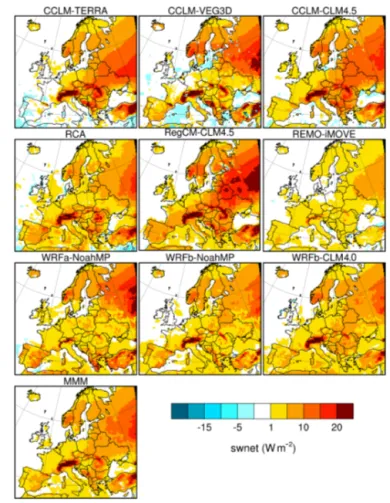 Figure 6. Seasonally averaged daily minimum 2 m temperature (FOREST minus GRASS) for summer (JJA).