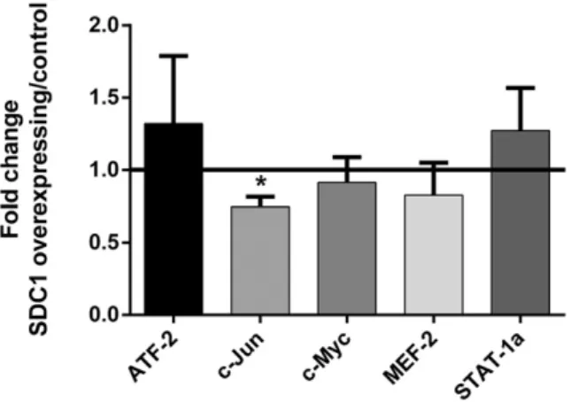 Fig. 9. MAPK regulated transcription factor activity is altered in SDC1 over-expressing cells compared to the control