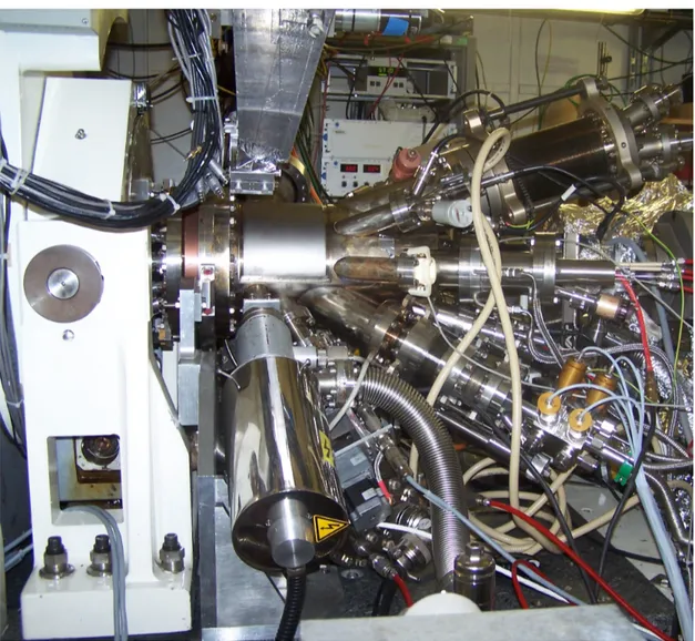 Fig. 2. Photograph of the core of the INS set-up viewed from the direction opposite to the incoming X-ray beam (detector side)