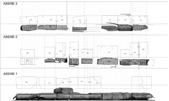 Fig. 2 – Planche analytique d’un corpus de blocs de corniche de la Porte de Tibère à Médamoud (extrait)