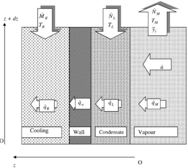 Fig. 2. Schematic view of the modelled system and ﬂow directions.