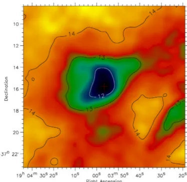 Fig. 3. Dust temperature (T D in K) map of CrA C derived from Herschel data.