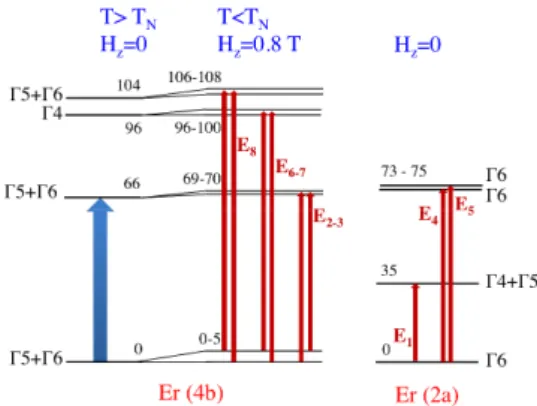 FIG. 4: Crystal field calculation from a point charge model for the two 4 b and 2 a Er 3+ sites