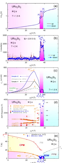 Figure 1: (a) Magnetization at T = 1.5 K (from Ref. [16]), (b) Neutron diffraction intensity at Q = (0.600) and T = 2 K (from Ref