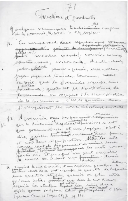 Figure 3: Manuscript of the French Version of Actions and Products