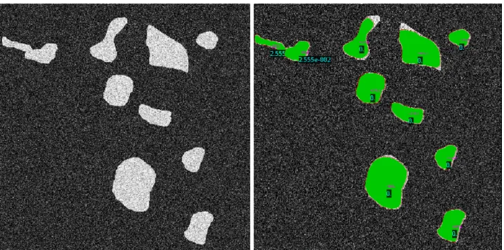 Figure 3: Left: synthetic binary image with added noise. Right: ﬁnal object conﬁguration