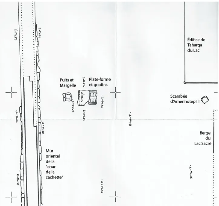 Fig. 10. Le dispositif du puits et de la plate-forme sur le plan topographique de Karnak ; d’après M
