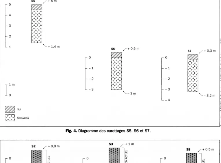 Fig. 4.  Diagramme des carottages  S5, S6 et S7. 