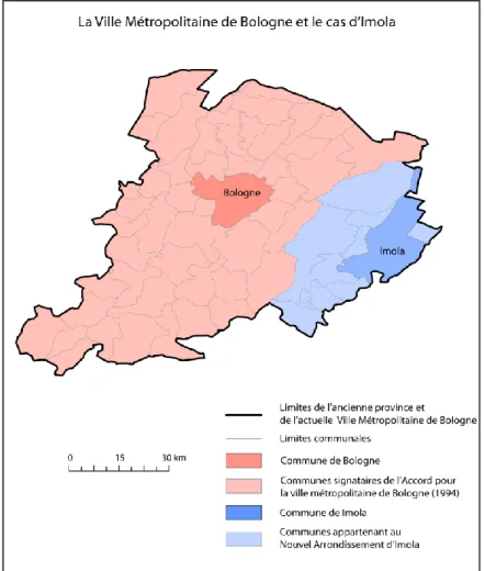 Figure 2 | Carte administrative de la province de Bologne au moment de la signature de l’Accord pour la ville métropolitaine de  Bologne 