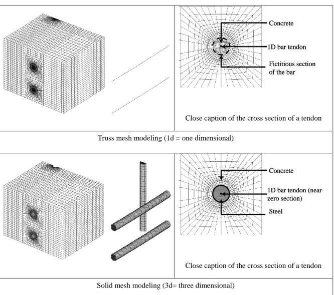 Figure 13. Description of “truss” and “solid” models. 