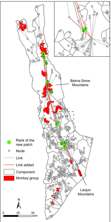 Fig.  6.  Location  of  the  ten  best  cropland  patches  that  maximize  connectivity