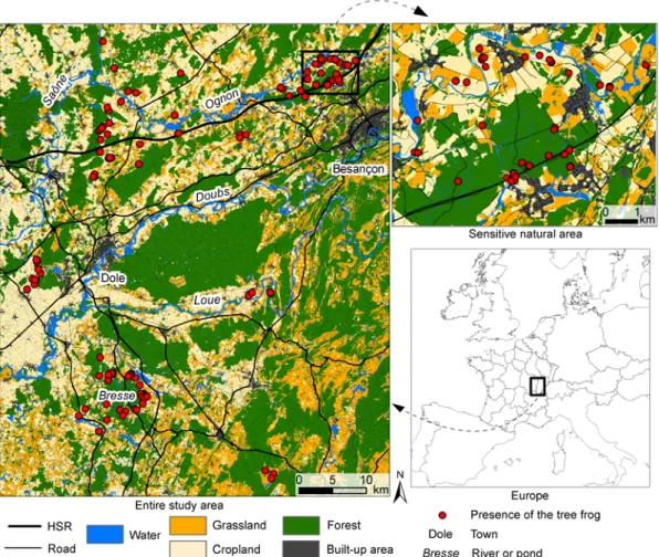 Figure 1. Location of the entire study area and the “sensitive natural area” (SNA) in eastern France