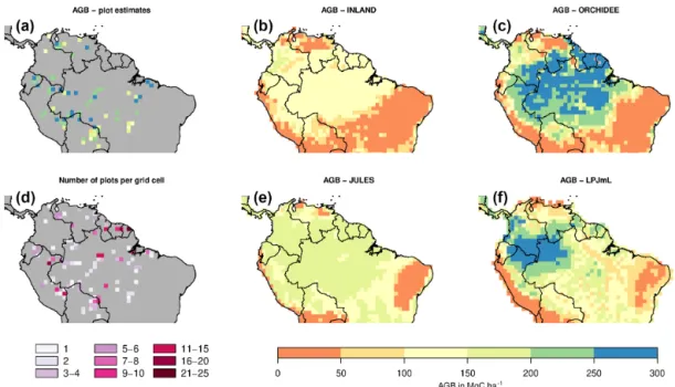 Figure 2. Estimates of aboveground biomass (AGB) from forest plots in 1 ◦ × 1 ◦ pixels