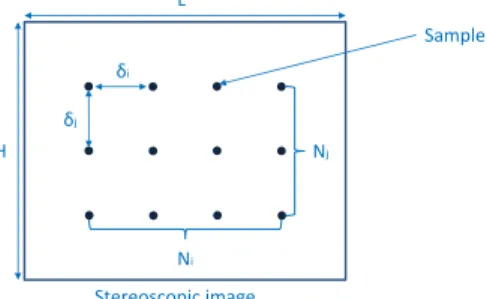 Figure 7. Example of uniform sampling performed on one stereoscopic image.