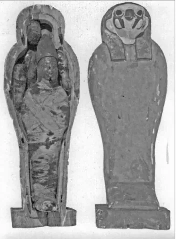 Fig. 5 : « Osiris végétant », bois, cire, boue, lin, restes osseux de faucon,  h. 58,4 cm, Basse époque, Londres, British Museum, EA 41552