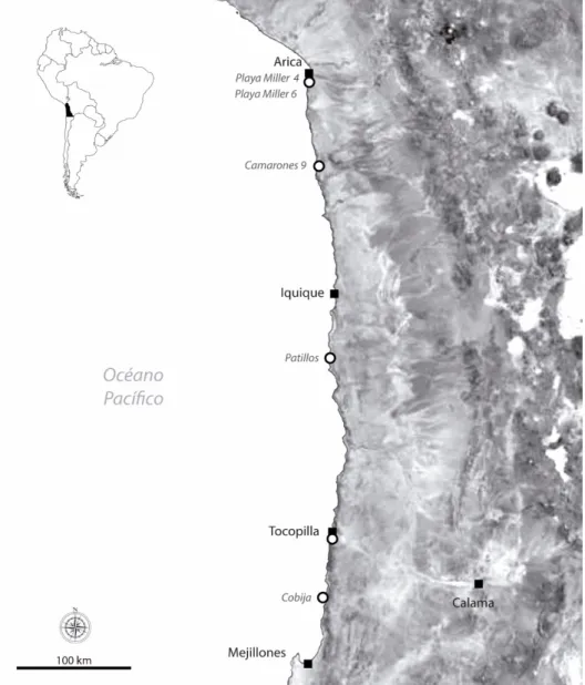 Figura 2. Mapa con la  ubicación de los sitios  arqueológicos y  localidades  mencionadas en el  texto 