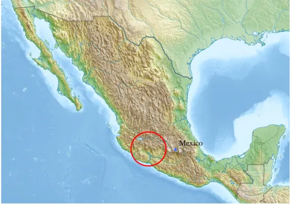 Figure 1. Carte de situation de la zone du Michoacán 