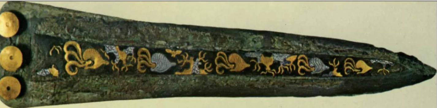Fig. 2 : poignard de Routsi, Athènes, M.N. 8339 [d’après The Greek Museums (1975) fi g
