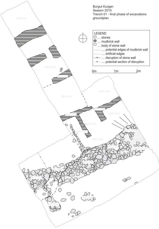 Fig. 2: Ground plan of the Trench BK01, final phase of the excavations (by J. Kysela, J