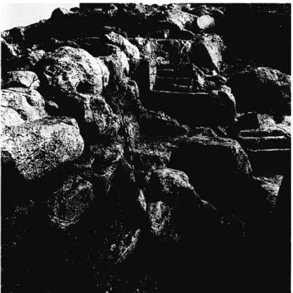 Fig. 4. Panticapée.  Escalier de la porte de sortie  de la tour II  de l'acropole. Vue depuis le Nord