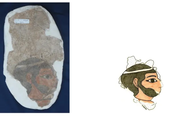 Fig. 3 : Fragment de peinture murale figurative dénommé « le gentilhomme », recueilli dans le remplissage du  loc