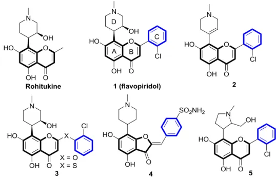 Figure 1.  Flavopiridol and mimics as potent CDKs inhibitors 