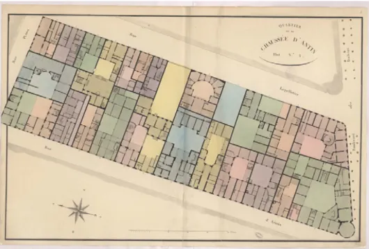 Fig. 2 – Plan by Vasserot: quarter of the Chaussée d’Antin, block No. 4. 