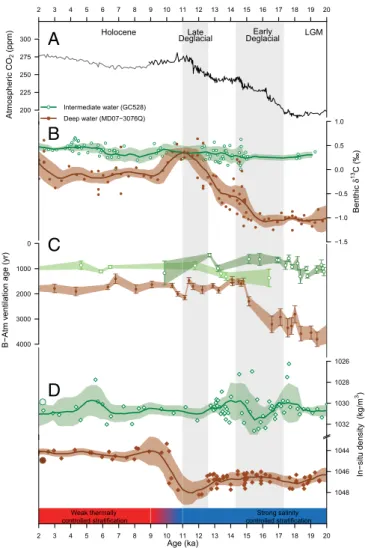 Fig. 4. Comparison between the intermediate-deep density gradient and the chemical gradient