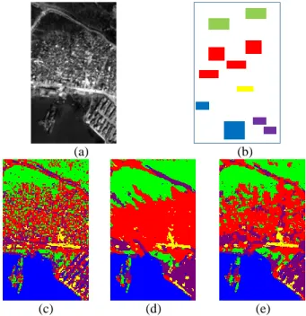 Figure 4: classification maps of  image (a) using  the original method  of  Laferté  et  al