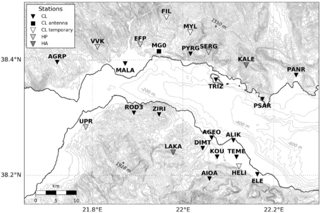 Figure 2. Map of the seismic stations used for the cross-correlations and the relocation