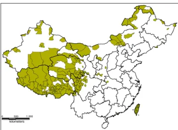Figure 5: Chinese counties with child population below 10,000. 