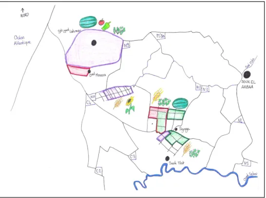 Figure 6. Territoires des trois douars dans les années 2000. 