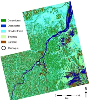 Figure 8: Wetlands land cover map extracted from  PALSAR image in the region of Saint-Georges and 