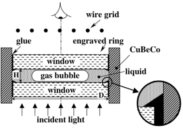 FIG. 1: Sketch of a cross-section of the cylindrical sample cell (with parallel windows)
