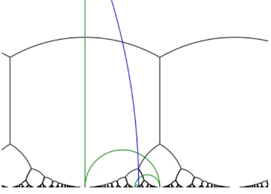 Figure 5.2. Geodesic X B (blue) and well-rounded retract W (black) for F = Q ( √