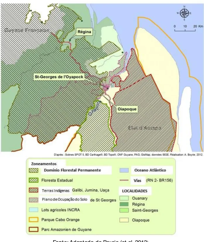 Figura 2: Diversidade de Regimes de Gestão do Território na Fronteira Amapá- Amapá-Guiana Francesa