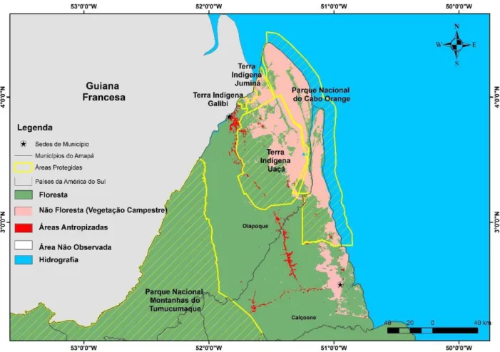 Figura 4: Antropização nas Áreas Protegidas Brasileiras da Fronteira com a Guiana  Francesa 