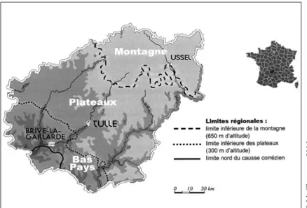 Figure 1. Le département de la Corrèze : relief et milieux naturels.  