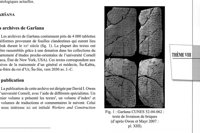 Fig.  1  :  Garsana CUNES  52-04-062  :  texte de  livraison de briques  (d’après Owen et M ayr 2007  : 