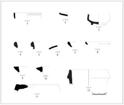 Fig. 3 - Laos-Marcellina. Colline de Castiglione : mobilier céramique récolté.