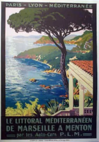 Figure 2: A 1925 Poster of the of the South Eastern  Coast of France by PLM (Paris Lyon Méditerranée  Railways)