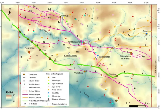 Figure 6. The layouts of the itinerary Rennes/Angers in the study area. Source: Watteaux 2013: 240.