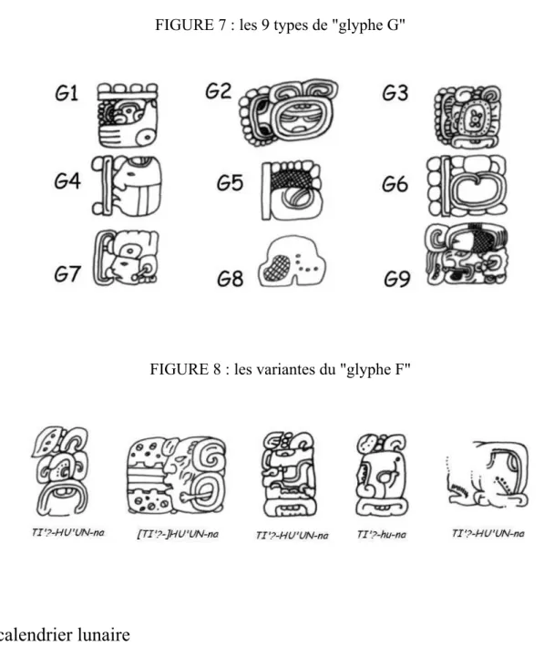 FIGURE 7 : les 9 types de &#34;glyphe G&#34; 