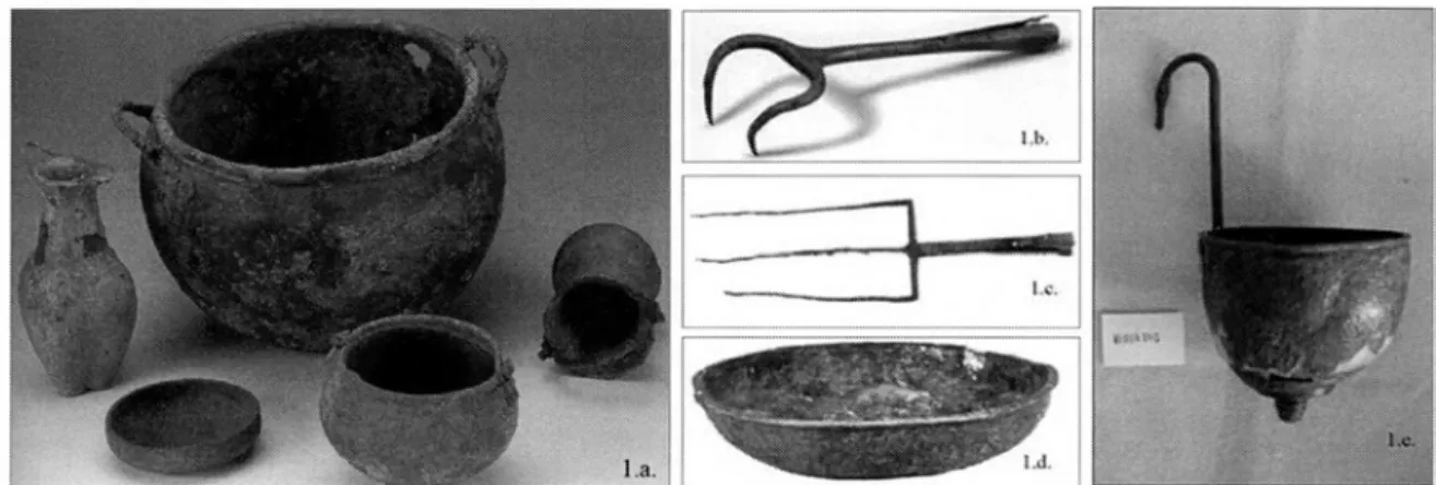 Fig.  1  :  Vaisselle  en bronze et en cuivre provenant des tombes  creusées  sous  le  sol  des m aisons  (©M ission de Kültepe)